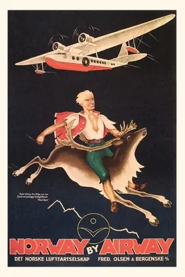 Vintage Journal Norwegen, Mann auf Karibu Reiseposter - Vintage Journal Norway, Man on Caribou Travel Poster