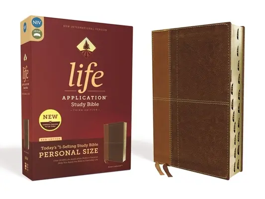 Niv, Life Application Study Bible, Dritte Ausgabe, Persönliche Größe, Lederweich, Braun, Indexiert, Red Letter Edition - Niv, Life Application Study Bible, Third Edition, Personal Size, Leathersoft, Brown, Indexed, Red Letter Edition