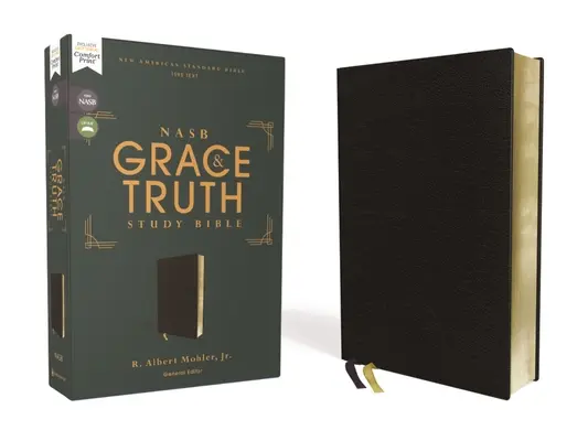 Nasb, die Gnade und Wahrheit Studienbibel, Europäisches Lederband, Schwarz, Rote Schrift, Text 1995, Komfortdruck - Nasb, the Grace and Truth Study Bible, European Bonded Leather, Black, Red Letter, 1995 Text, Comfort Print