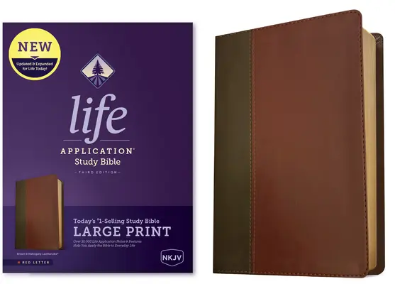 NKJV Life Application Study Bible, dritte Auflage, Großdruck (rote Schrift, lederähnlich, braun/Mahagoni) - NKJV Life Application Study Bible, Third Edition, Large Print (Red Letter, Leatherlike, Brown/Mahogany)