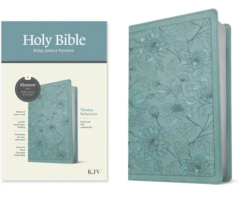 KJV Thinline Reference Bible, Filament Enabled Edition (Rote Schrift, lederähnlich, Floral Leaf Teal) - KJV Thinline Reference Bible, Filament Enabled Edition (Red Letter, Leatherlike, Floral Leaf Teal)