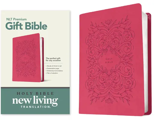 Premium Geschenkbibel NLT (Rote Schrift, Lederähnlich, Sehr Beerenrosa Reben) - Premium Gift Bible NLT (Red Letter, Leatherlike, Very Berry Pink Vines)