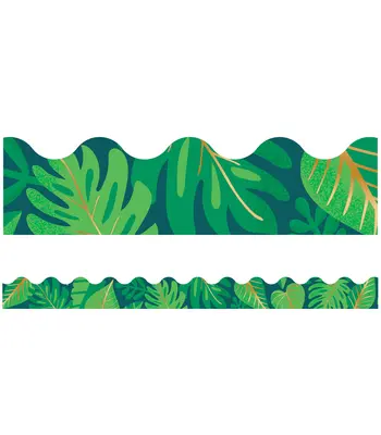 One World Tropical Leaves Scalloped Bulletin Board Borders (Tropische Blätter mit Wellenschliff) - One World Tropical Leaves Scalloped Bulletin Board Borders