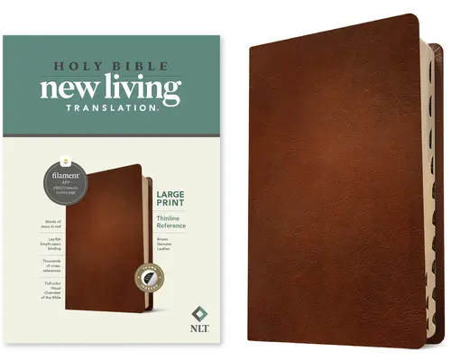 NLT Large Print Thinline Reference Bible, Filament Enabled Edition (Rote Schrift, Echtes Leder, Braun, Indexiert) - NLT Large Print Thinline Reference Bible, Filament Enabled Edition (Red Letter, Genuine Leather, Brown, Indexed)