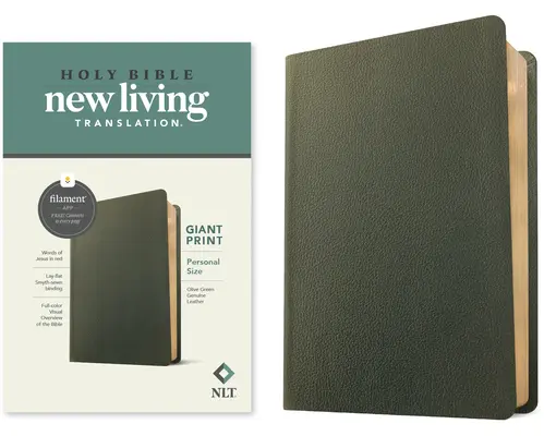 NLT Personal Size Giant Print Bible, Filament Enabled Edition (Rote Schrift, Echtes Leder, Olivgrün) - NLT Personal Size Giant Print Bible, Filament Enabled Edition (Red Letter, Genuine Leather, Olive Green)