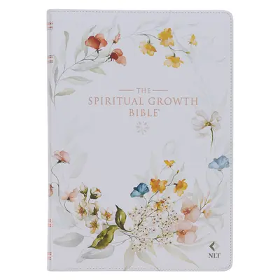 Die spirituelle Wachstumsbibel, Studienbibel, NLT - Neue Lebendige Übersetzung Heilige Bibel, Kunstleder, weiß bedruckt mit Blumenmuster - The Spiritual Growth Bible, Study Bible, NLT - New Living Translation Holy Bible, Faux Leather, White Printed Floral