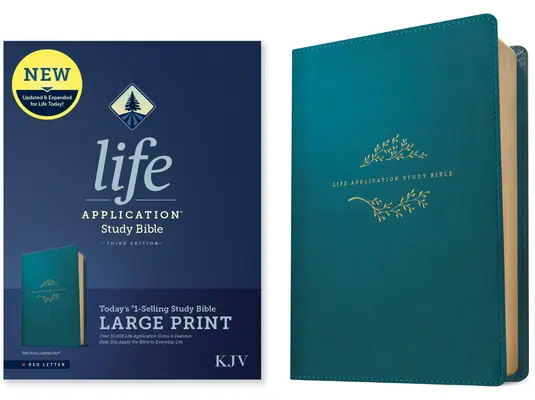 KJV Life Application Study Bible, dritte Auflage, Großdruck (rote Schrift, lederähnlich, blaugrün gestreift) - KJV Life Application Study Bible, Third Edition, Large Print (Red Letter, Leatherlike, Teal Blue)