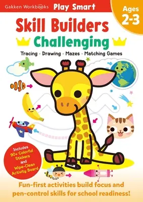 Play Smart Skill Builders: Herausfordernd - Alter 2-3: Pre-K Activity Workbook: Lernen Sie wichtige erste Fertigkeiten: Spurenlesen, Labyrinth, Formen, Zahlen, Buchstaben: 90+ - Play Smart Skill Builders: Challenging - Age 2-3: Pre-K Activity Workbook: Learn Essential First Skills: Tracing, Maze, Shapes, Numbers, Letters: 90+