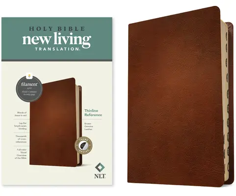 NLT Thinline Referenzbibel, Filament-fähige Edition (Echtes Leder, Braun, Indexiert, Rote Schrift) - NLT Thinline Reference Bible, Filament-Enabled Edition (Genuine Leather, Brown, Indexed, Red Letter)