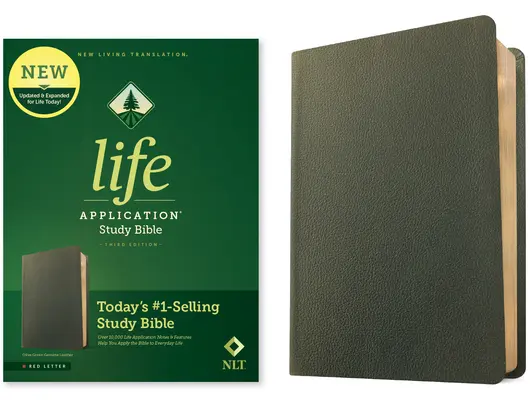 NLT Life Application Study Bible, dritte Auflage (Echtes Leder, Olivgrün, rote Schrift) - NLT Life Application Study Bible, Third Edition (Genuine Leather, Olive Green, Red Letter)