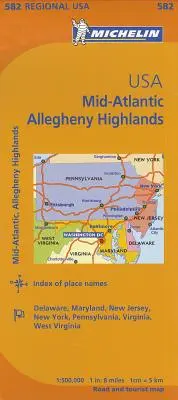 Michelin Usa: Mittelatlantik, Allegheny Highlands Karte 582 - Michelin Usa: Mid-Atlantic, Allegheny Highlands Map 582