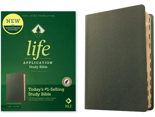 NLT Life Application Study Bible, dritte Auflage (Echtes Leder, Olivgrün, indiziert, rote Schrift) - NLT Life Application Study Bible, Third Edition (Genuine Leather, Olive Green, Indexed, Red Letter)