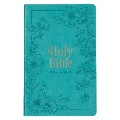 KJV Heilige Bibel, Standardformat Kunstleder Red Letter Edition - Daumen-Index & Ribbon Marker, King James Version, Teal Floral Zipper Closure - KJV Holy Bible, Standard Size Faux Leather Red Letter Edition - Thumb Index & Ribbon Marker, King James Version, Teal Floral Zipper Closure