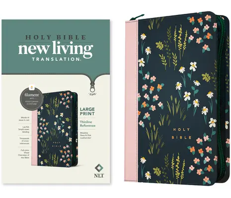 NLT Großdruck Thinline Referenz Zipper Bibel, Filament Enabled Edition (Lederähnlich, Meadow Navy & Pink ) - NLT Large Print Thinline Reference Zipper Bible, Filament Enabled Edition (Leatherlike, Meadow Navy & Pink )