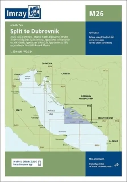 Imray Karte M26 - Split bis Dubrovnik - Imray Chart M26 - Split to Dubrovnik