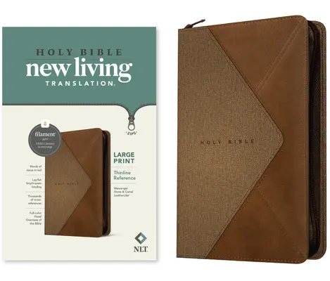NLT Großdruck Thinline Referenz Zipper Bibel, Filament Enabled Edition (Lederähnlich, Messenger Stone & Camel ) - NLT Large Print Thinline Reference Zipper Bible, Filament Enabled Edition (Leatherlike, Messenger Stone & Camel )