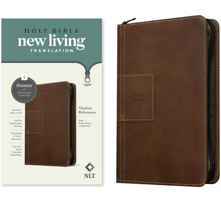 NLT Thinline Referenz Zipper Bibel, Filament Enabled Edition (Lederähnlich, Atlas Rustic Brown) - NLT Thinline Reference Zipper Bible, Filament Enabled Edition (Leatherlike, Atlas Rustic Brown)