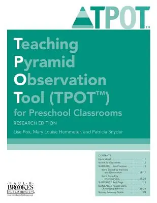 Teaching Pyramid Observation Tool (Tpot(tm)) für Vorschulklassen, Forschungsausgabe - Teaching Pyramid Observation Tool (Tpot(tm)) for Preschool Classrooms, Research Edition