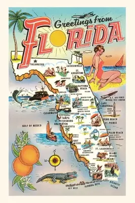 Oldtimer-Journal Grüße aus Florida, Karte - Vintage Journal Greetings from Florida, Map