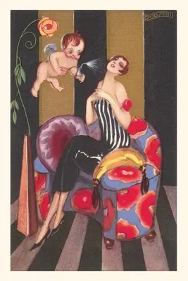 Oldtimer-Journal Flapper, besprüht von einem parfümtragenden Cherub - Vintage Journal Flapper Sprayed by Perfume-Bearing Cherub