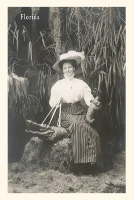 Vintage Journal Frau mit Alligator an einer Leine - Vintage Journal Woman with Gator on a Leash