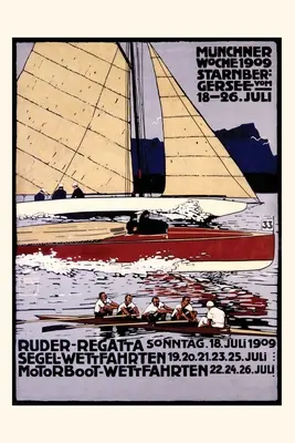 Jahrgangszeitschrift Münchener Ruderregatta Poster, Deutschland - Vintage Journal Munich Rowing Regatta Poster, Germany