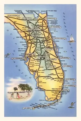 Jahrgangsjournal Karte von Florida - Vintage Journal Map of Florida