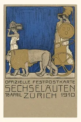 Vintage Journal Zürich Gedenkfeier, Löwen und Wagen, Schweiz - Vintage Journal Zurich Commemoration, Lions and Chariot, Switzerland