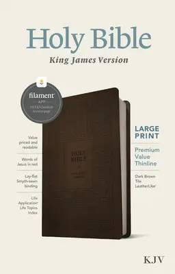 KJV Großdruck Premium Thinline Bibel, Filament Enabled Edition (Rote Schrift, Lederähnlich, Dunkelbraune Kacheln) - KJV Large Print Premium Value Thinline Bible, Filament Enabled Edition (Red Letter, Leatherlike, Dark Brown Tile)
