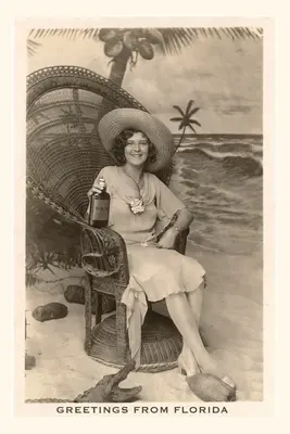 Jahrgangsjournal Grüße aus Florida, Frau im Stuhl mit Alligator - Vintage Journal Greetings from Florida, Woman in Chair with Gator