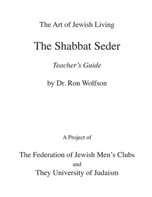 Handbuch für Schabbat-Seder-Lehrer - Shabbat Seder Teacher's Guide