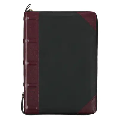 KJV Studienbibel, Standard King James Version Heilige Bibel, Daumenregister, Bänder, Kunstleder, Burgund/Schwarzer geprägter Reissverschluss - KJV Study Bible, Standard King James Version Holy Bible, Thumb Tabs, Ribbons, Faux Leather, Burgundy/Black Debossed Zipper Closure