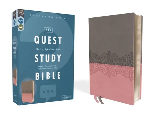 Niv, Quest Studienbibel, lederweich, grau/rosa, Komfortdruck: Die einzige Q und A Studienbibel - Niv, Quest Study Bible, Leathersoft, Gray/Pink, Comfort Print: The Only Q and A Study Bible