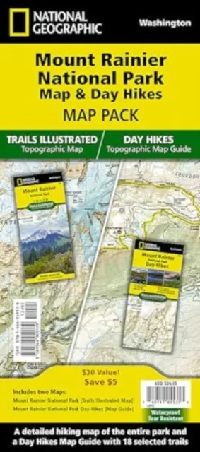 Mount Rainier Tageswanderungen und National Park Karte [Kartenpaket] Karte - Mount Rainier Day Hikes and National Park Map [Map Pack Bundle] Map